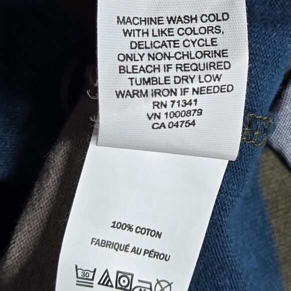 L.L. Bean Rugby Shirt Men M Blue Tan Stripe Heavyweight Cotton Vintage Style - Picture 12 of 12